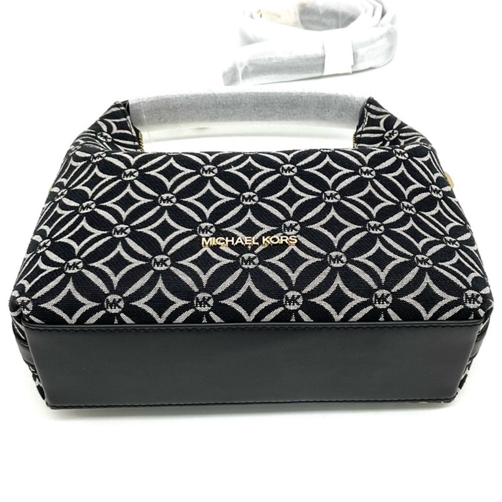 Michael Kors Ember Small Logo Jacquard Messenger Bag Black - Picture 10 of 11